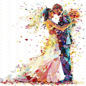 Confettis abstraits Clipart couple marié - 10 fichiers JPG de haute qualité, albums de coupures, créations numériques, agendas numériques, journal indésirable, téléchargement immédiat