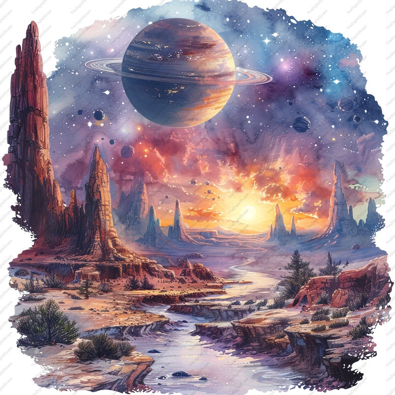 Alien Planet Clipart – High-quality Space Jpgs, Commercial Use (instant ...