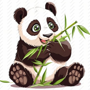 10 lindos dibujos animados Pandas Clipart - JPG de alta calidad, álbumes de recortes, artesanía digital, planificadores digitales, diario basura, comercial, descarga instantánea