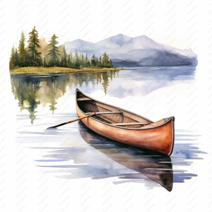 Canoe on a Lake Clipart - 10 High Quality JPGs, Scrapbooks, Digital Craft, Digital Planners, Junk Journal, Commercial Use, Instant Download