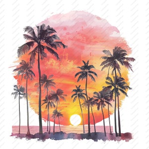 10 Tropical Beach Sunset Clipart - Sunny Beach, High Quality JPGs, Scrapbooks, Digital Craft, Digital Planners, Journal, Instant Download