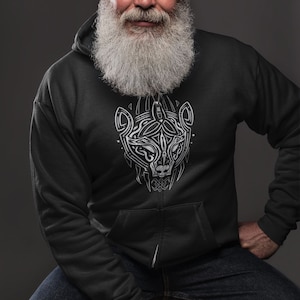 Tribal Viking Bear Organic Zipper, Sweat à capuche Viking, Sweat à capuche Zip Up, Sweat à capuche celtique, Sweat à capuche Vikings Valhalla, Vêtements Viking