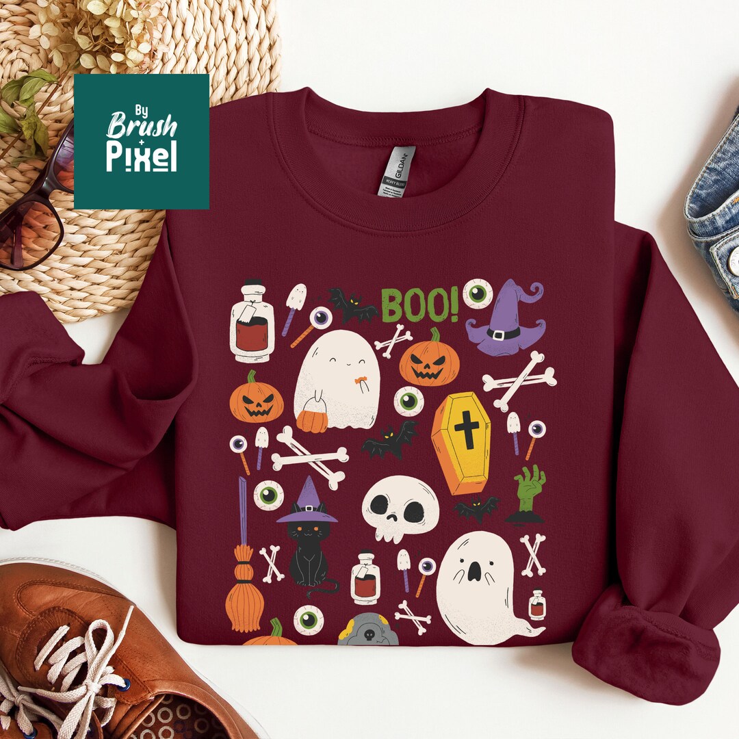 Vintage Halloween Shirt Cute Halloween Sweatshirt Vintage Etsy