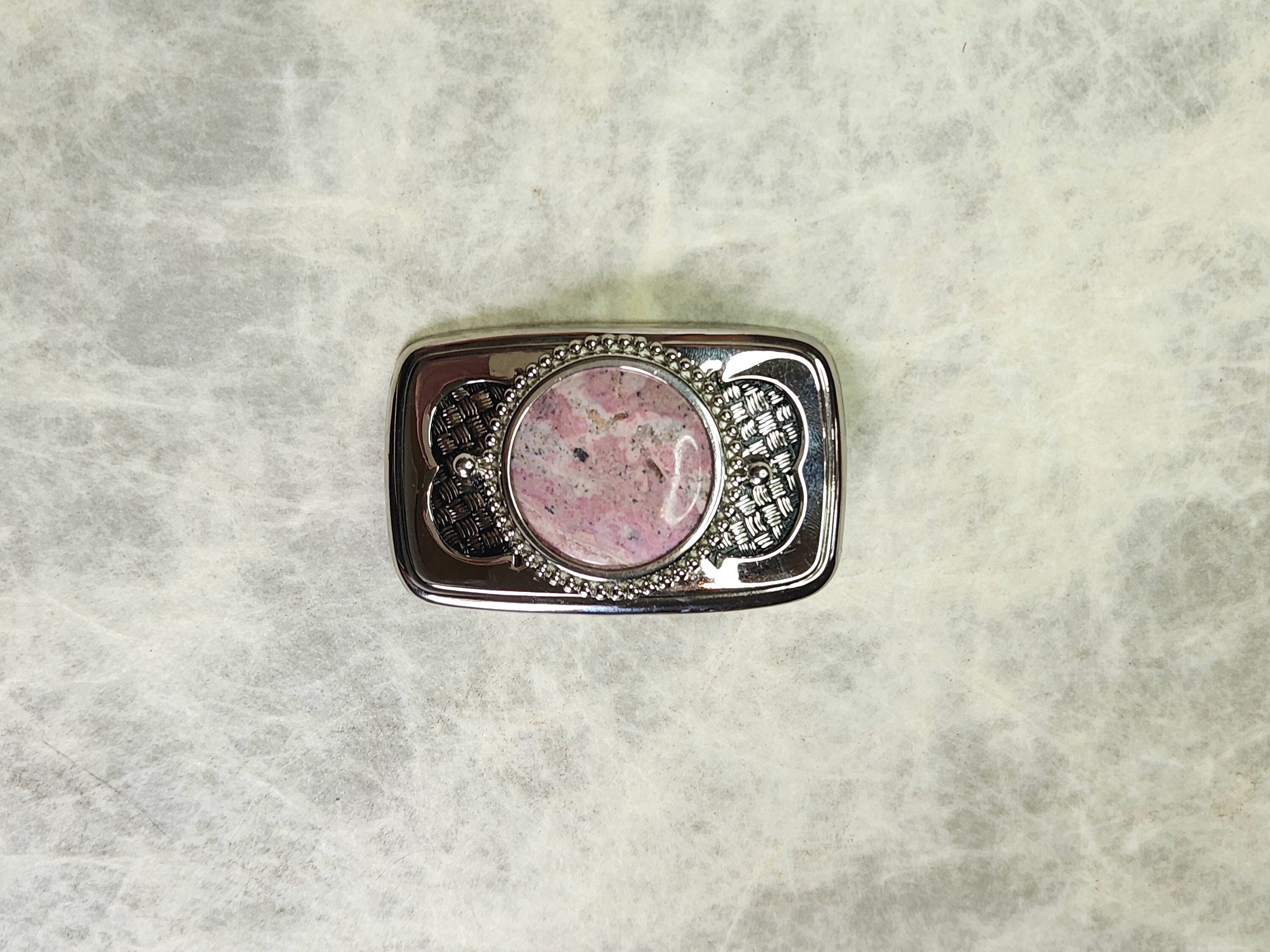 Vintage Western Belt Buckle With Pink Rhodonite Stone - Etsy display picture 1