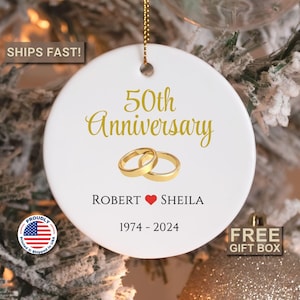 Wedding Anniversary Gift 50th 40th 25th Anniversary Ornament  Personalized Anniversary Gift Ornament Custom Anniversary Christmas Ornament