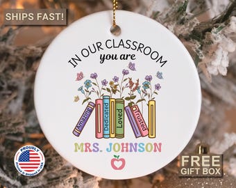 Teacher Ornament Personalized Teacher Ornament Teacher Appreciation Gift Tag Custom Teacher Name Ornament Floral Teacher Gifts Ornament