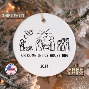 Christmas Nativity Ornament Christmas Nativity Scene Ornament Christian Christmas Ornaments Come Let Us Adore Him Nativity Scene