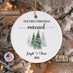 First Christmas Married Ornament-Custom Christmas Ornament Wedding Gift Personalized Married Christmas Ornament Couples Christmas Ornament