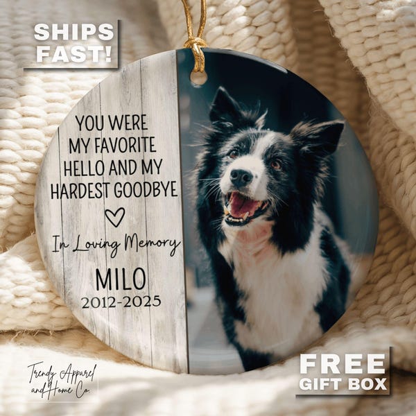 Custom Dog Photo Memorial Ornament - Pet Memorial Gift - Dog Memorial Keepsakes - Pet Memorial Photo Christmas Ornament - Pet Memorial Gift