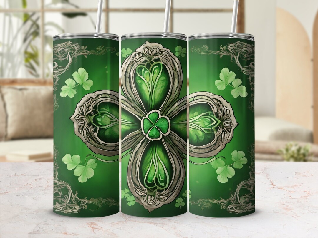 Irish Clover Tumbler, 20oz Tumbler With Straw, Irish Clover Tumbler Cup