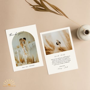 Photo Thank You Card Template | Modern Wedding Thank You | Minimalist Wedding Thank You Card | Custom Thank You Card | Canva Template