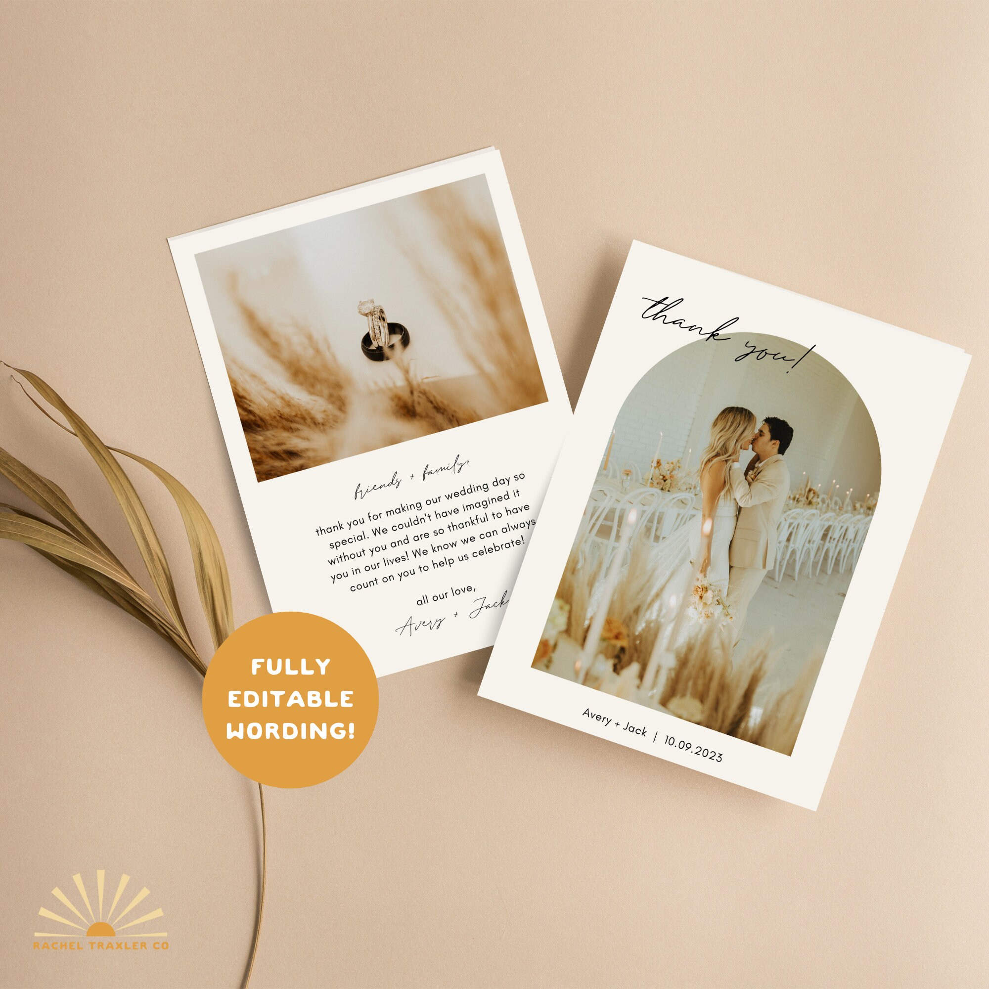 Photo Thank You Card Template | Modern Wedding Thank You | Minimalist ...