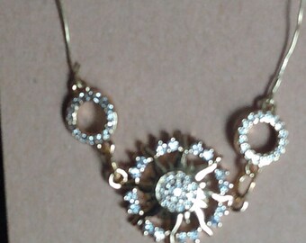 Round gold charms with micro pave crystals bracelet