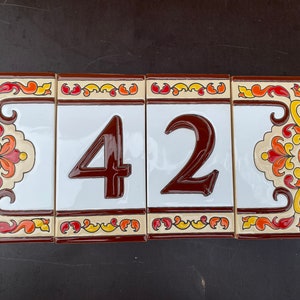 Ceramic House Numbers Brown, outdoor address numbers, custom color decorative tiles, home entrance tile, image 1