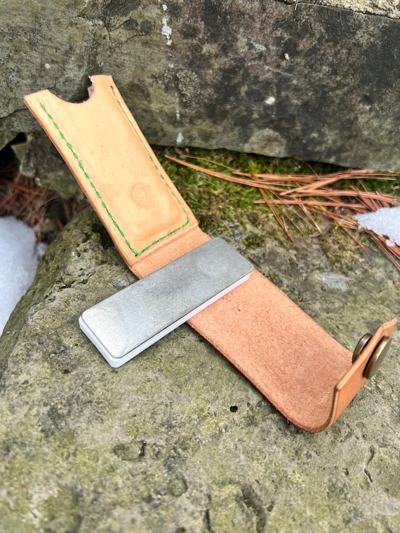 Leather Pocket Knife Sharpening Stone With Strop 