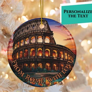 Rome Italy Colosseum Personalized Stained Glass Look Ornament, Commemorative Colosseum Tower Souvenir Ornament, Roman Holiday Collector Gift