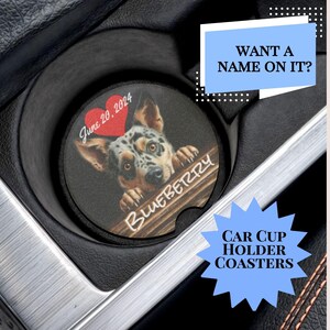 Aangepaste Cartoon Peeking Blue Heeler Speksteen Auto Bekerhouder Onderzetter - Aangepaste Australian Cattle Dog Auto Bekerhouder Onderzetter - Huisdier Oudercadeau