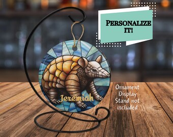 Armadillo Personalisierte Glasmalerei-Optik für das ganze Jahr über Baum- oder Southwesterncore- und Desertcore-Dekoration für Armadillo-Fans