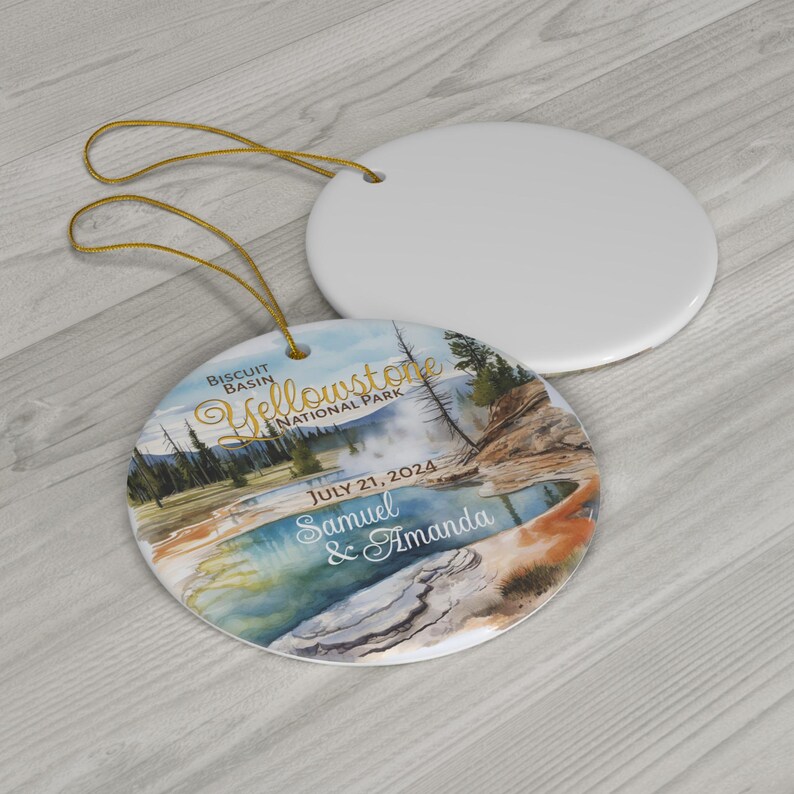 Customized Yellowstone National Park Biscuit Basin Ornament Watercolor