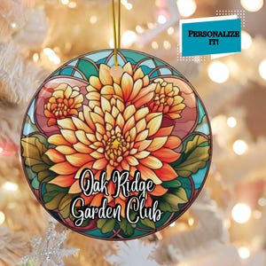 November Chrysanthemum Birth Flower - Stained Glass Look with Ink on Ceramic Ornament, Gift for Gardeners and Flower Lovers, Mums Birthday