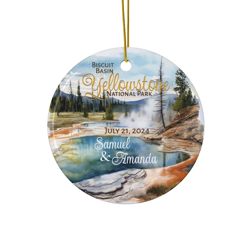 Customized Yellowstone National Park Biscuit Basin Ornament Watercolor