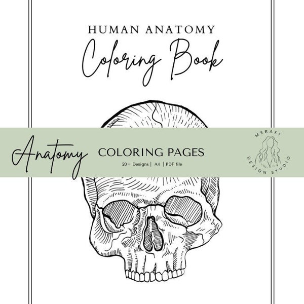 20+ ANATOMIE KLEURPLATEN, afdrukbaar kleurboek, kleurpagina's bundel, studiepagina's van de menselijke anatomie