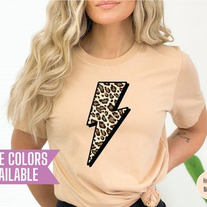 Leopard Lightning Bolt T Shirt, Leopard Lightning Shirt, Lightning Shirt, Cheetah Print Shirt, Gift for Her, Bolt Shirt, Trendy Shirt