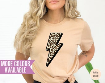 Leopard Print Lightning Bolt T-Shirt: Trendy Cheetah Tee
