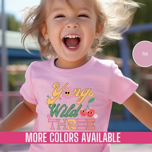 3rd Birthday Toddler Shirt, Young Wild & Three Kids Birthday Shirt, Third Birthday Toddler Tee