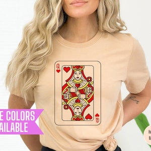 Queen of Hearts Graphic Tee Shirt pour femmes, T-shirt vintage pour femmes de style surdimensionné, tee-shirt féministe, cartes à jouer, t-shirt, cadeau pour elle
