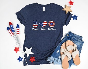 Patriotic, Peace Love America T-shirt