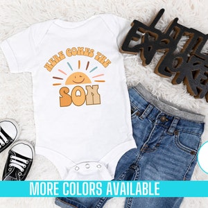 Here Comes the Son Baby Onesie: Vintage Newborn Outfit