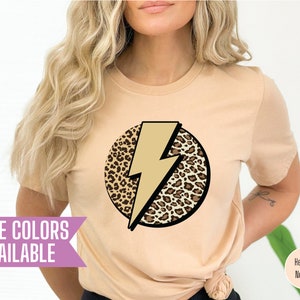 Leopard Lightning Bolt T Shirt, Leopard Lightning Shirt, Lightning Shirt, Cheetah Print Shirt, Gift for Her, Bolt Shirt, Trendy Shirt