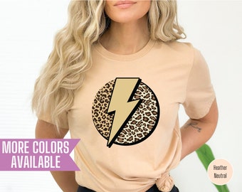 Leopard Lightning Bolt T-Shirt: Cheetah Print Trendy Shirt