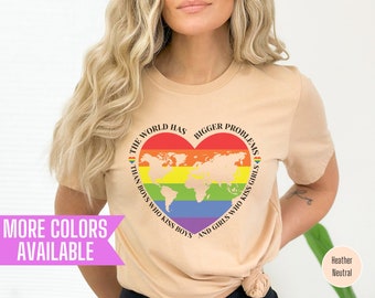 T-shirt LGBTQ+ Pride : égalité, droits des homosexuels, cœur arc-en-ciel