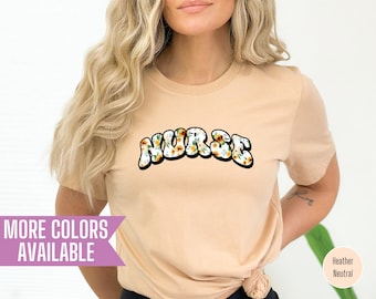 Floral Nurse T-Shirt, RN Nursing School Tee