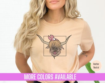 Cartoon Cow Farm Girl T-Shirt, Cute Animal Tee