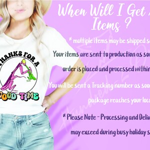 May include: White t-shirt with a graphic of a pink praying mantis holding a green frog with the text "Thanks for a Good Time" in rainbow colors.