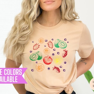 Colorful Fruit Graphic Shirt, Fruit Graphic Tee, Aesthetic Vintage Shirt, Vintage Fruit Graphic T shirt