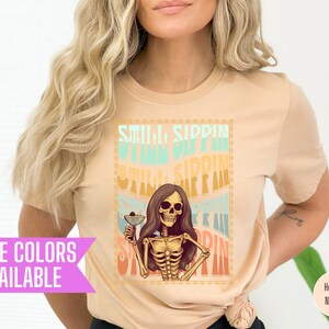 Skeleton Tee - Fun Shirt with Quirky Design for Festive Occasions, Happy Hour, Cocktail Parties, Girls&#39; Night Out, Martini Hour