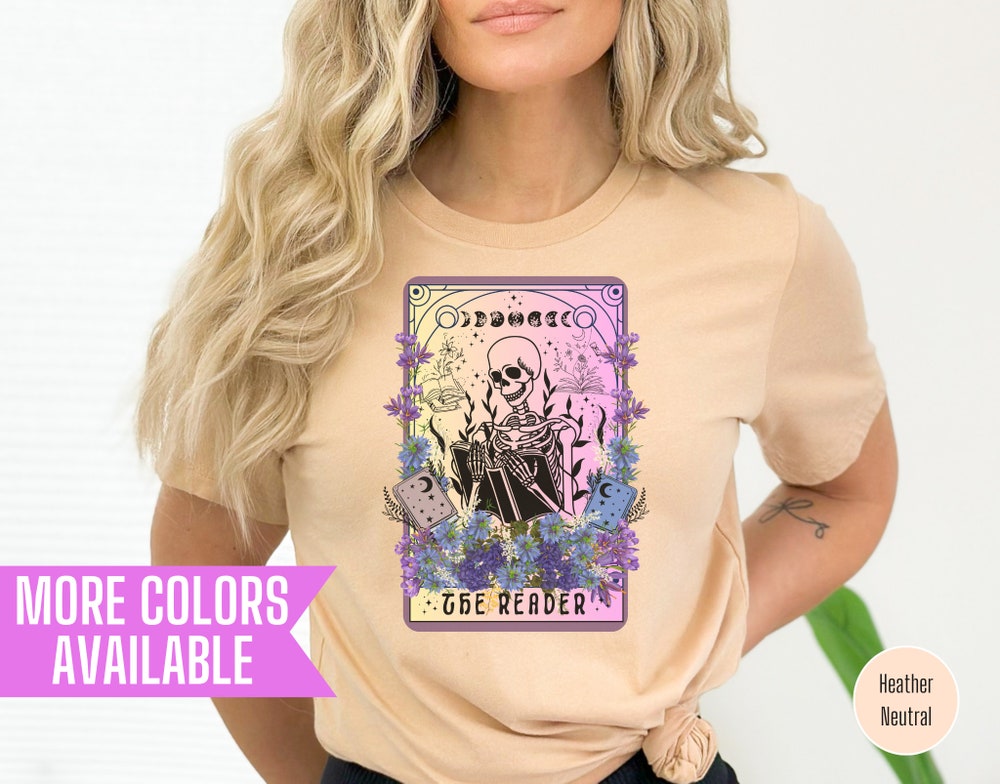 Tarot Card Shirt, The Book Reader Shirt, Bookish Shirt, Witchy Shirts, Skeleton Librarian Shirt Toughguides