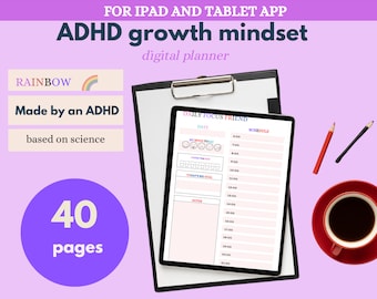 Adhd Printable PLANNER HABIT TRACKER Digital Adult Downloadable Goodnotes With Journal Prompts