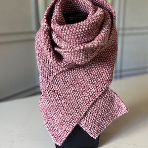 Hand Knitted Pink Marl Scarf: Extra Long Winter Scarf