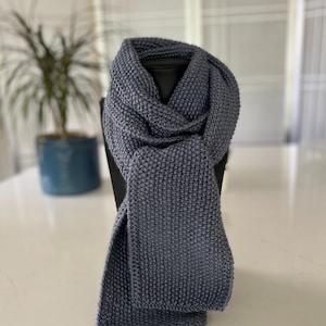 Scarf for women, hand knitted scarf, blue scarf, warm scarf, unisex blue scarf, knitted Christmas gift for her, winter scarf for him