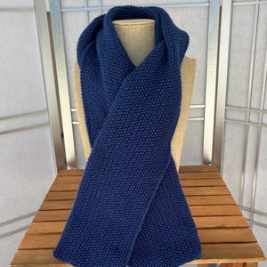 Scarf for women, hand knitted blue scarf, navy blue scarf, handmade scarf for him, knitted Christmas gift, winter scarf, unisex scarf
