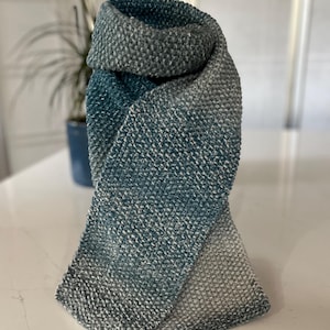 Hand knitted blue scarf, knitted blue scarf, long knitted scarf, knitted Christmas gift for her, handmade Christmas gift, unisex scarf