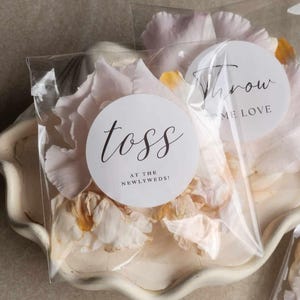 Flower Toss Stickers and Bags Wedding Bride Exit Toss Sticker Confetti Toss Bags Wedding Petal Toss Bag and Stickers For Flower Bags