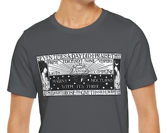 Liturgy of the Hours Short Sleeve Tee, Catholic gift, Divine Office, Latin, Traditional Line Art, Priest, Deacon, Ordination Gift, Compline