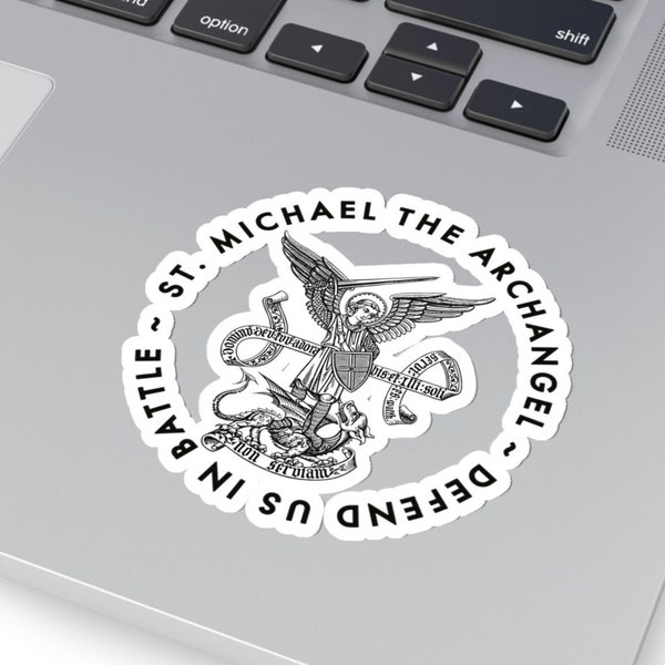 St. Michael de Aartsengel - Verdedig ons in de strijd Kiss-Cut Sticker - Politie, Leger, Patroonheilige, Engel, Traditioneel Katholiek