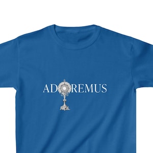 Adoremus Monstrance Kids Cotton Tee, Catholic Shirt, Jesus Shirt, Eucharist Shirt, First Communion Gift, 1st Communion